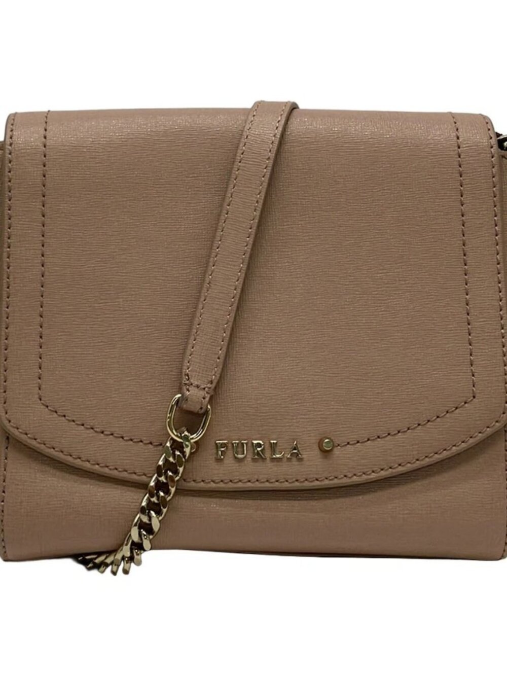 FURLA Pink Beige Leather Shoulder Bag